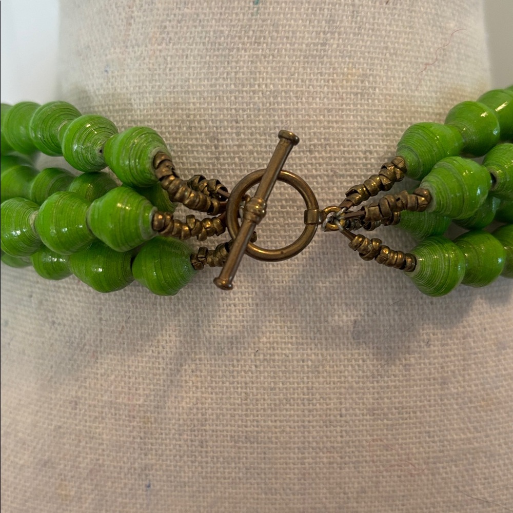 Akola Paper Bead  Brass Toggle Clasp Necklace - Picture 4 of 4